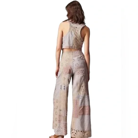 NWT Free People Sweet & Salty vest suit set. Patchwork. Cutwork. Textured Size 8 - Picture 4 of 14